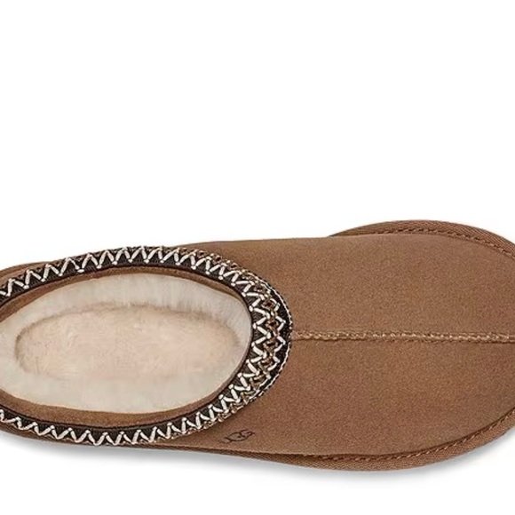 UGG Brown Cozy Suede Slippers with Knitted Trim - Picture 4 of 12